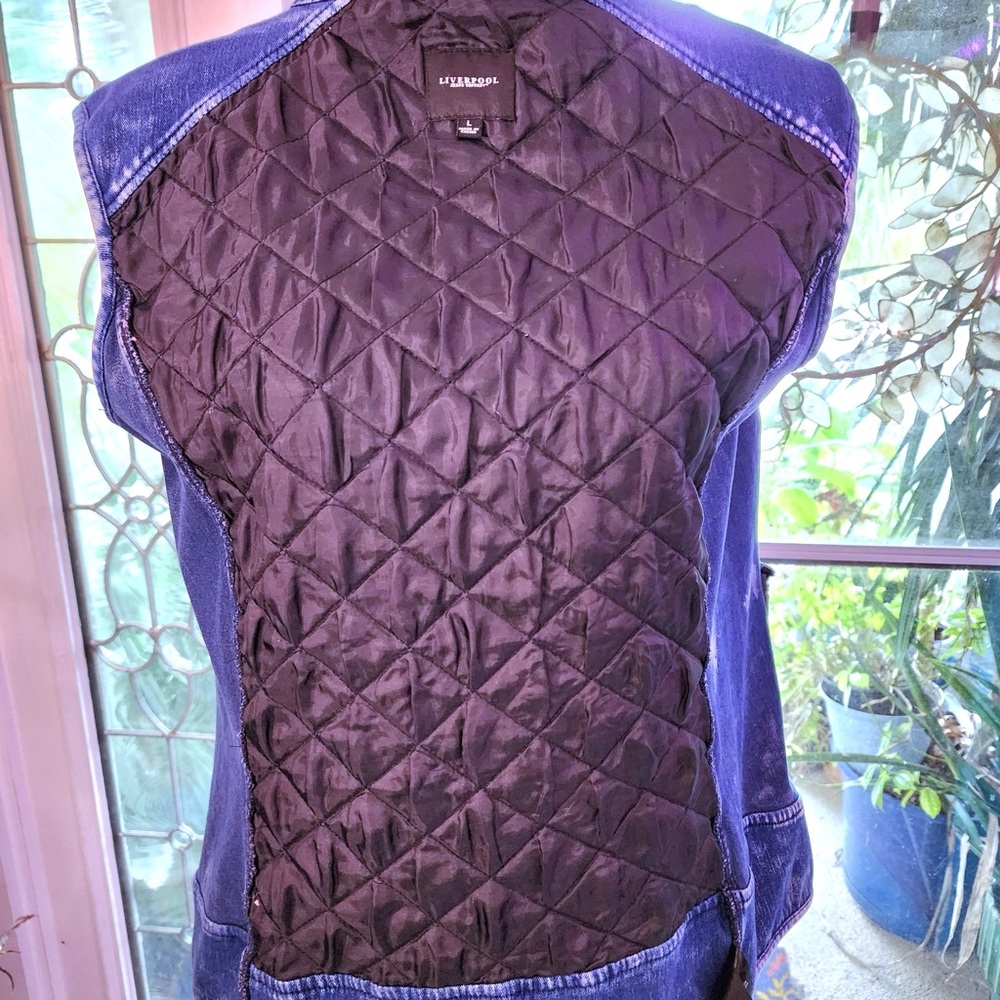 Liverpool Denim-Look Lined Vest Washed Blue L - Picture 5 of 9